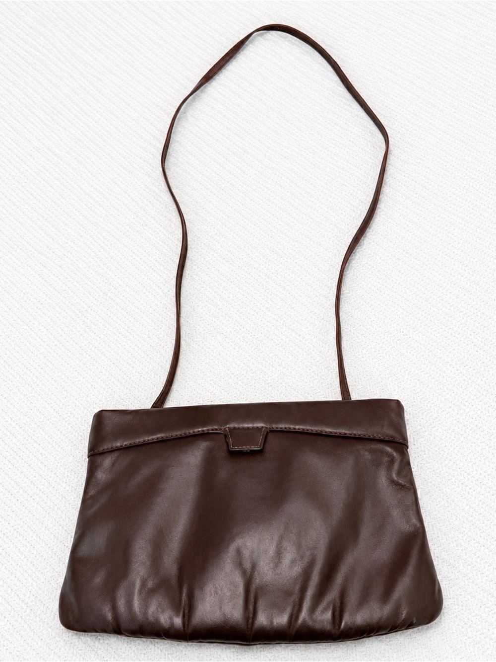 Vintage Sleek Dark Brown Leather Crossbody Bag USA made 🇺🇸